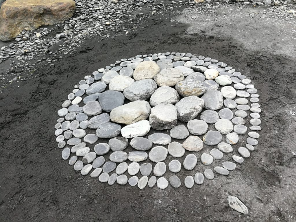 Stone circle art at Nanao River, NE Taiwan