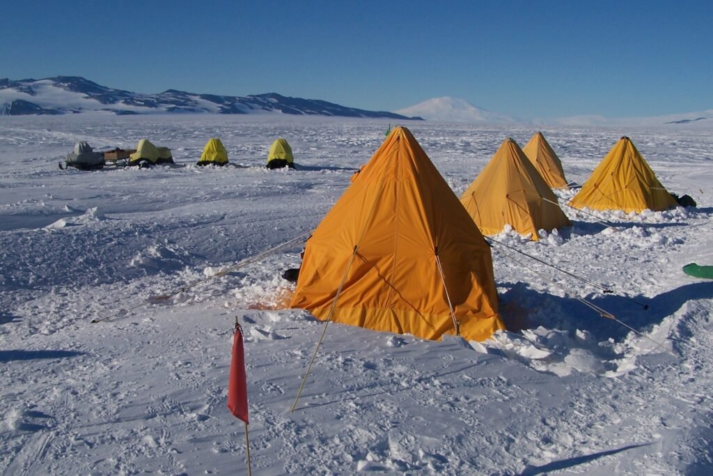 ANDRILL tent camp with Mt Erebus in the distance