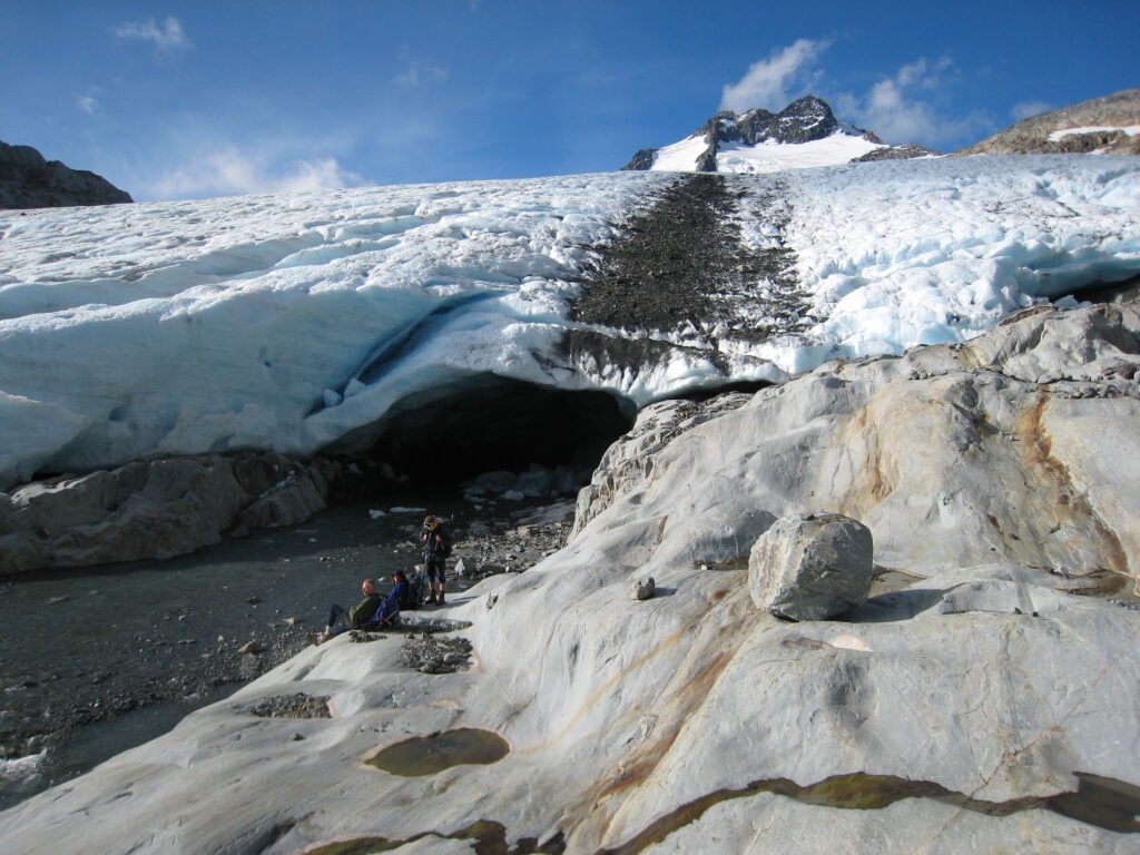 Brewster Glacier terminal face and ice cave