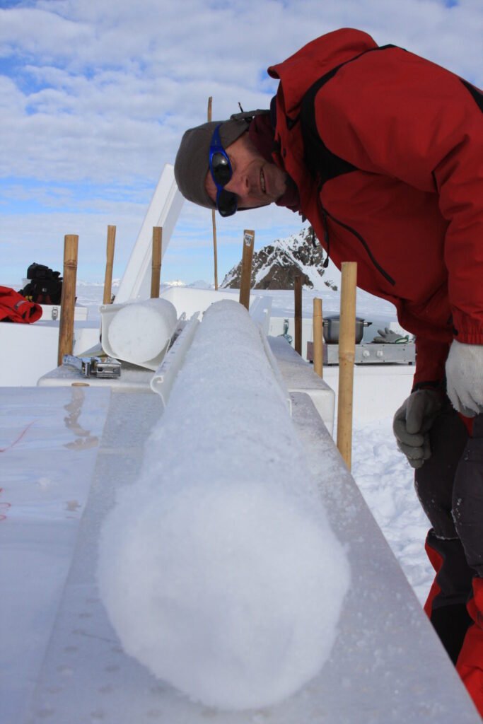 A 1 metre ice core on Baker Saddle