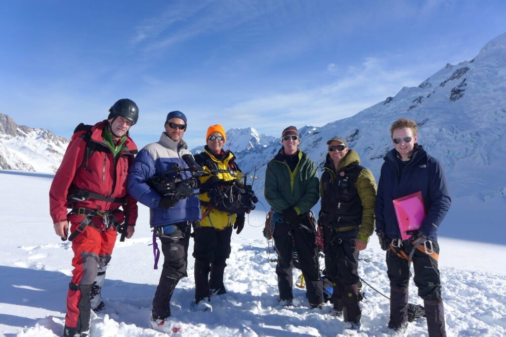 Beneath New Zealand Film Team on the Tasman Glacier